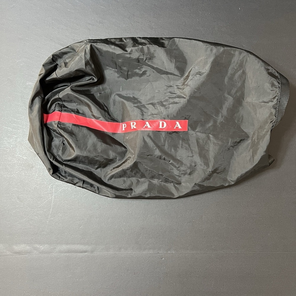Authentic Prada Dust Bag Black Nylon Drawstring Storage Pouch Large Logo 15x17